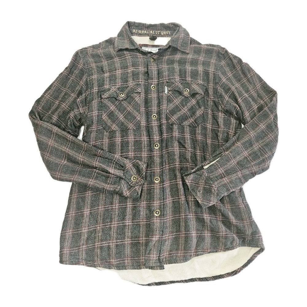 UFC Button Down Shirt Men's Medium Plaid Thermal Knit Lined Flannel Shacket